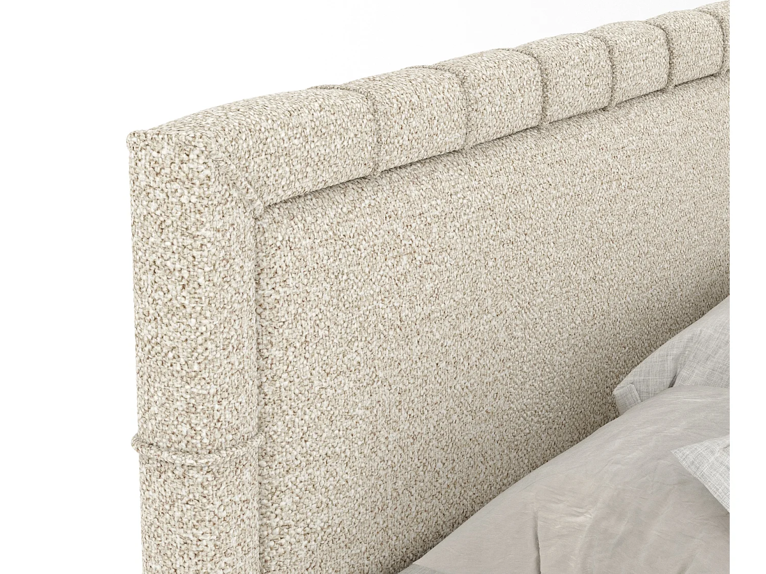Łóżko boxspring w tkaninie boucle Voyage - materac - topper - 160x200 cm - beżowy