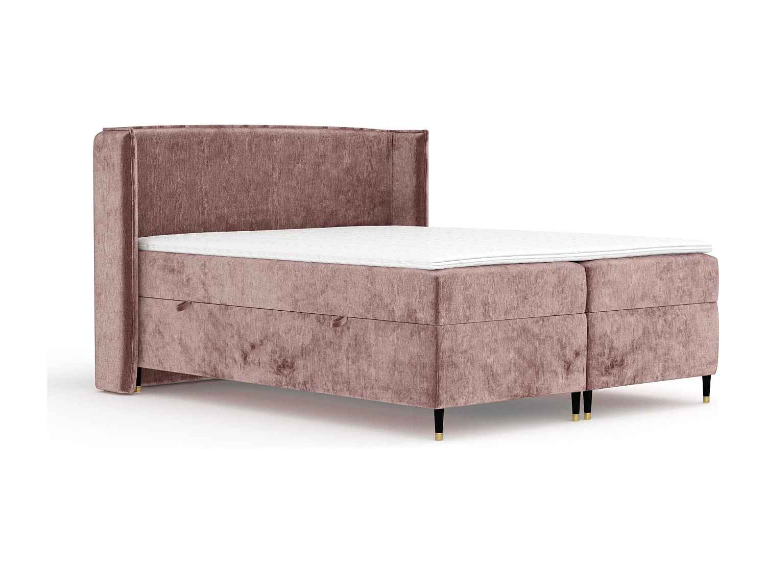 Lit boxspring en tissu chenille Segni - matelas - surmatelas - 140x200 cm - rose