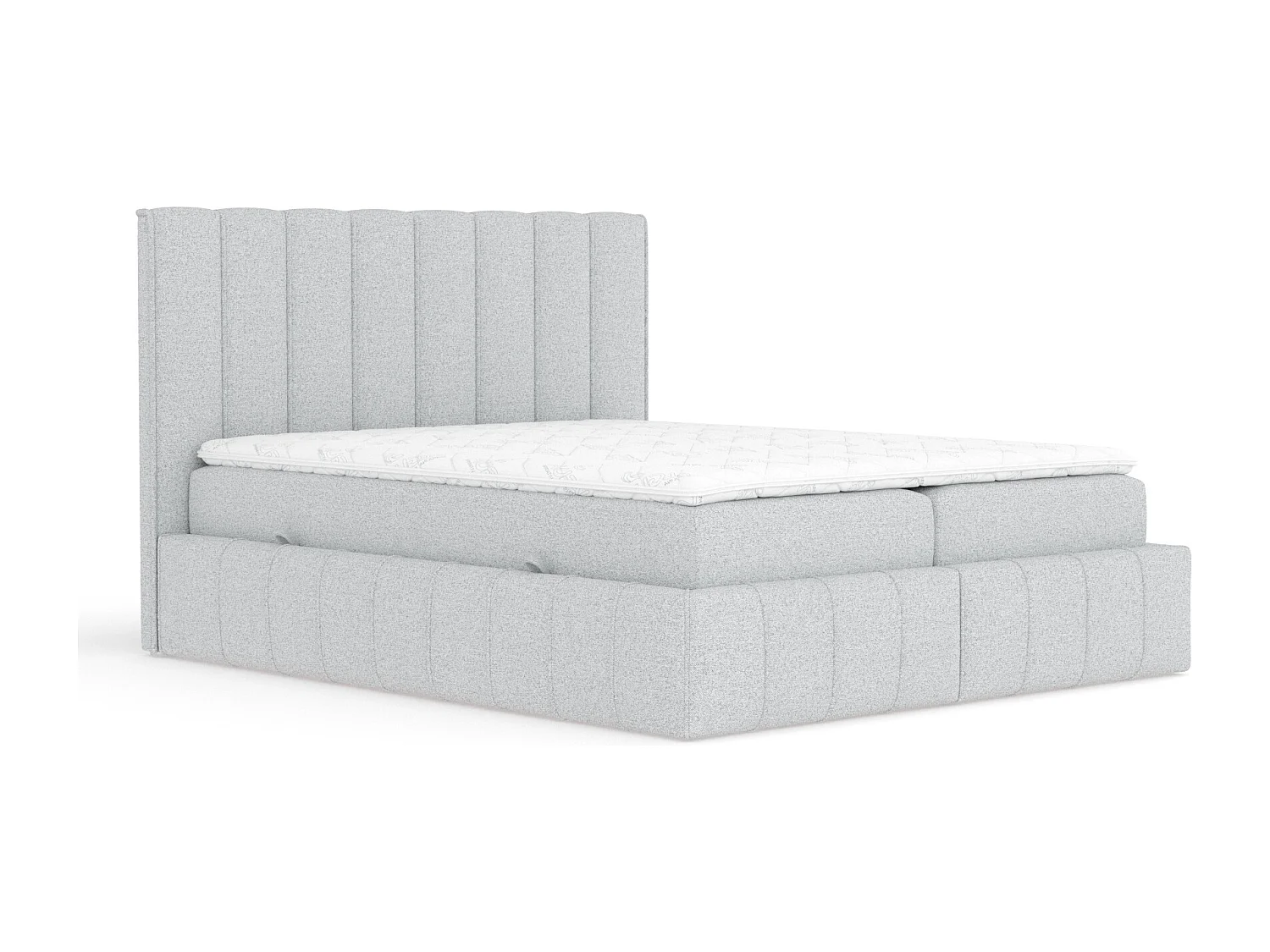 Boxspringbett aus Webstoff Moretti - Matratze - Toppermatratze - 140x200 cm - hellgrau