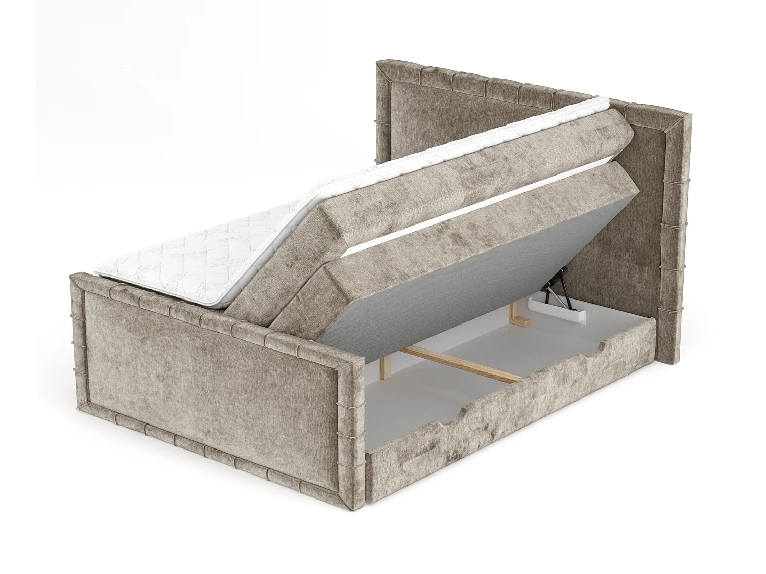 Lit boxspring en tissu chenille Estelle - matelas - surmatelas - 180x200 cm - beige