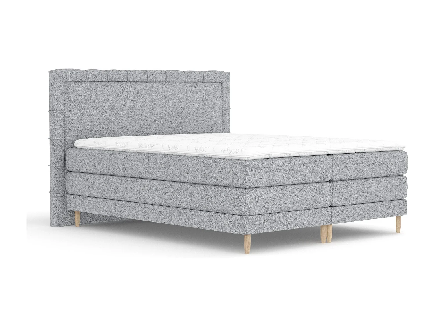 Boxspringbett aus Webstoff Rimini - Matratze - Toppermatratze - 140x200 cm - grau