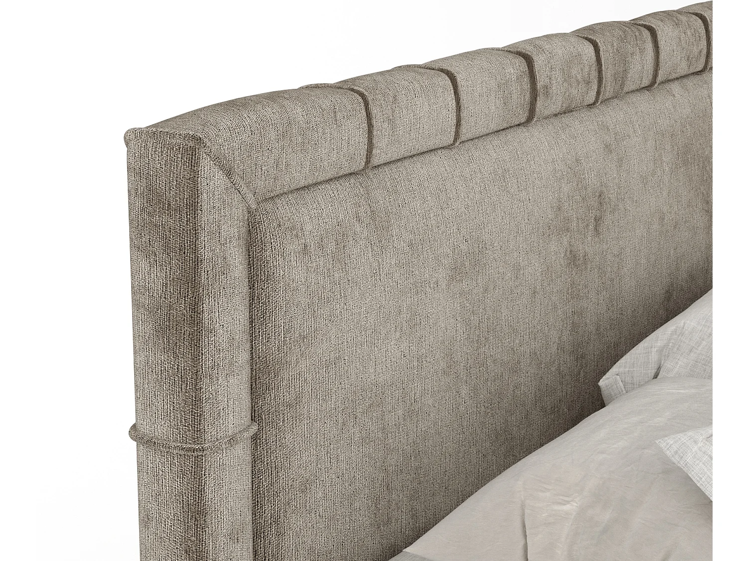 Boxspringbett aus Chenille-Stoff Voyage - Matratze - Toppermatratze - 160x200 cm - beige
