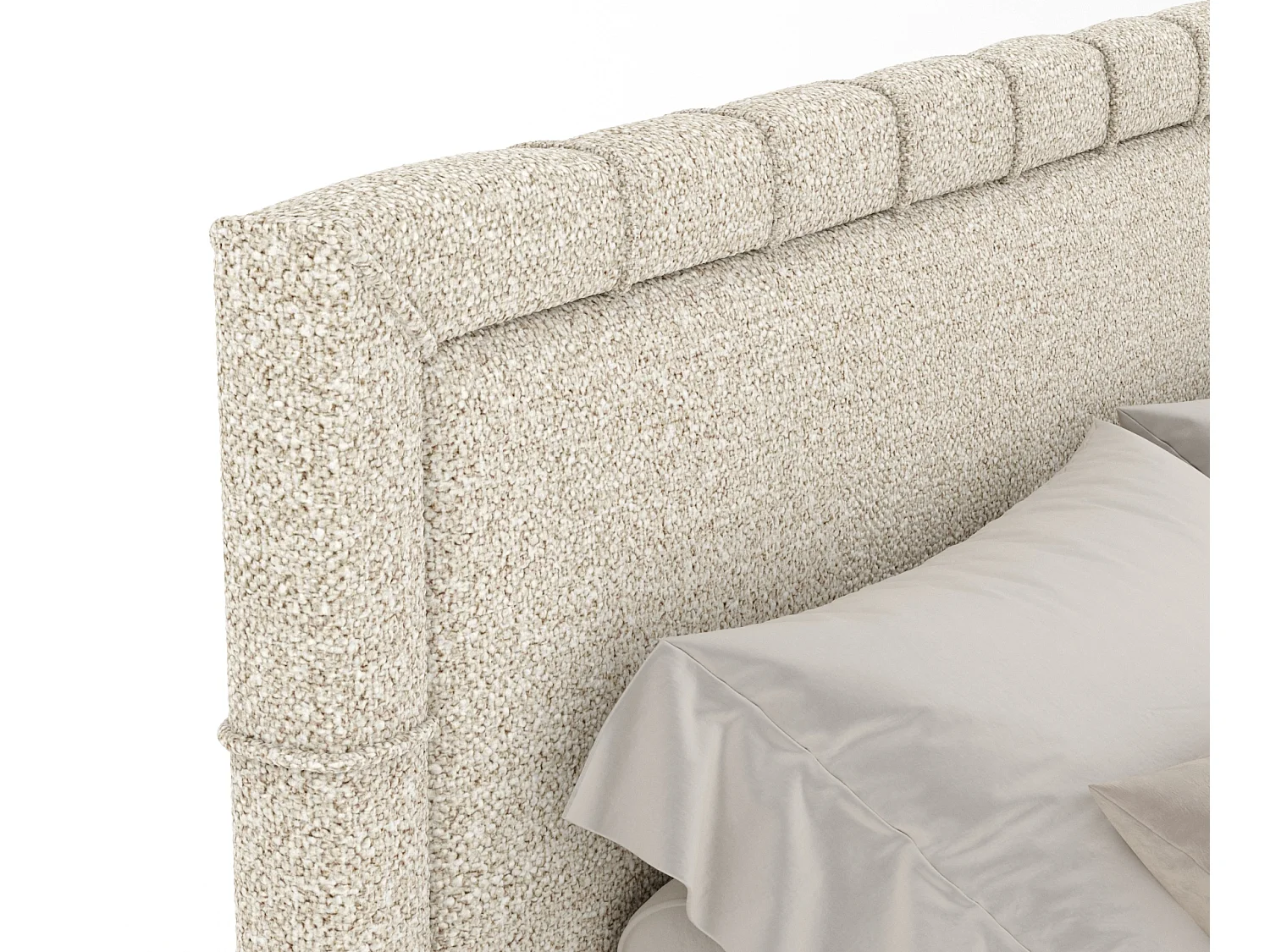 Boxspringbett aus Boucle-Stoff Rosabel - matelas - surmatelas - 140x200 cm - beige
