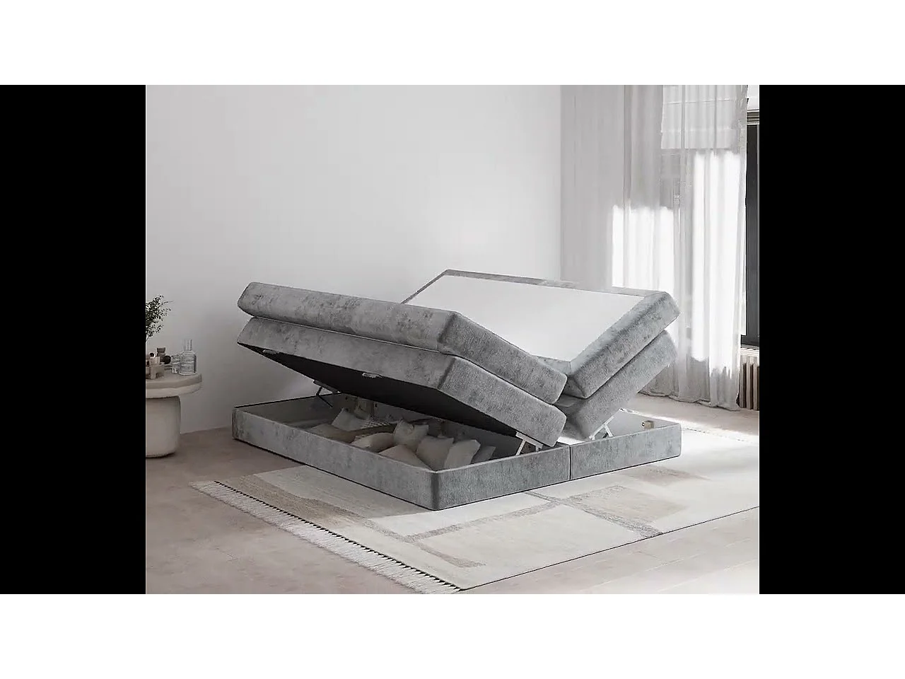 Lit boxspring en tissu chenille Juniper - matelas - surmatelas - 200x200 cm - brun