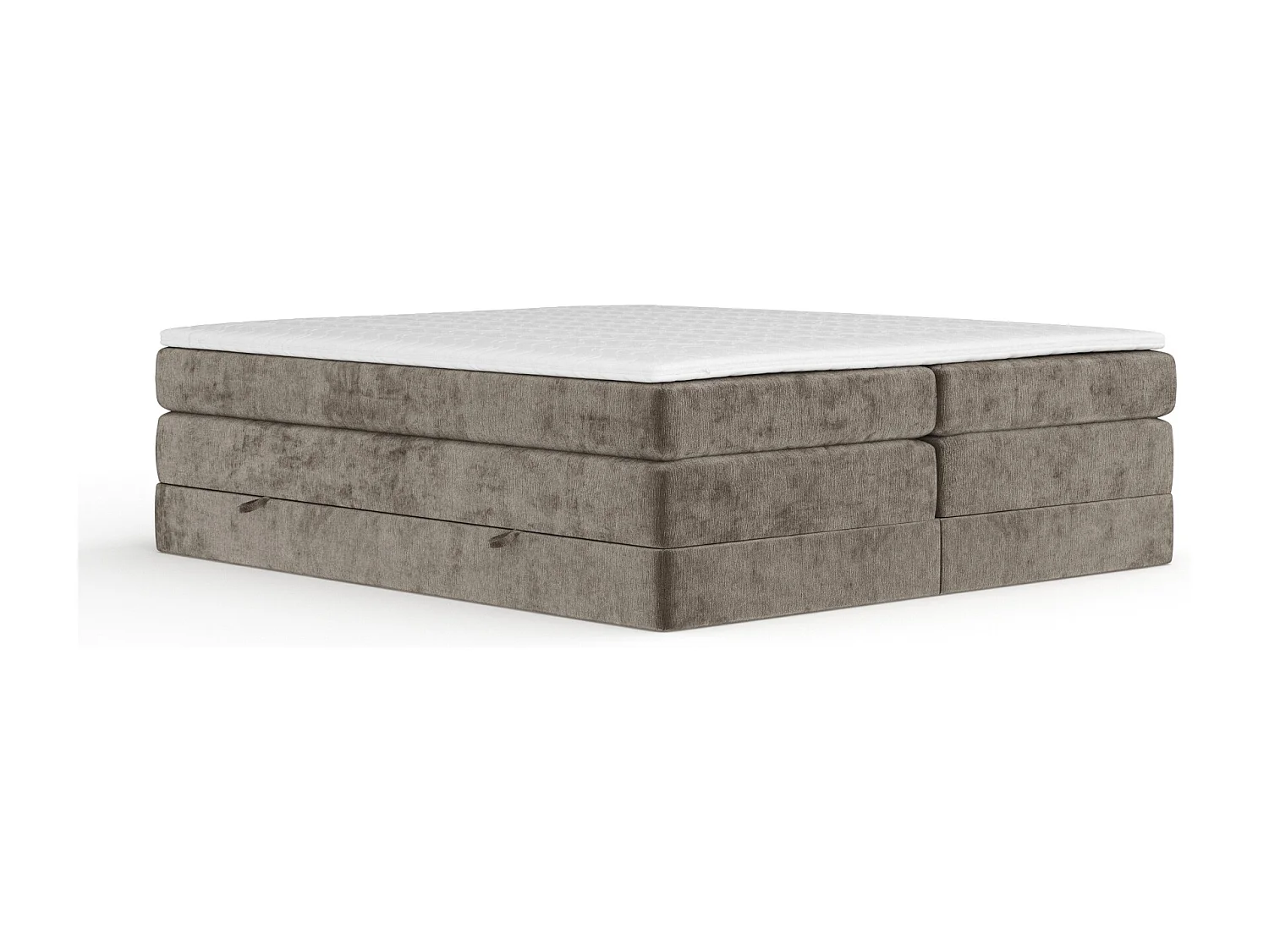 Lit boxspring en tissu chenille Juniper - matelas - surmatelas - 200x200 cm - brun