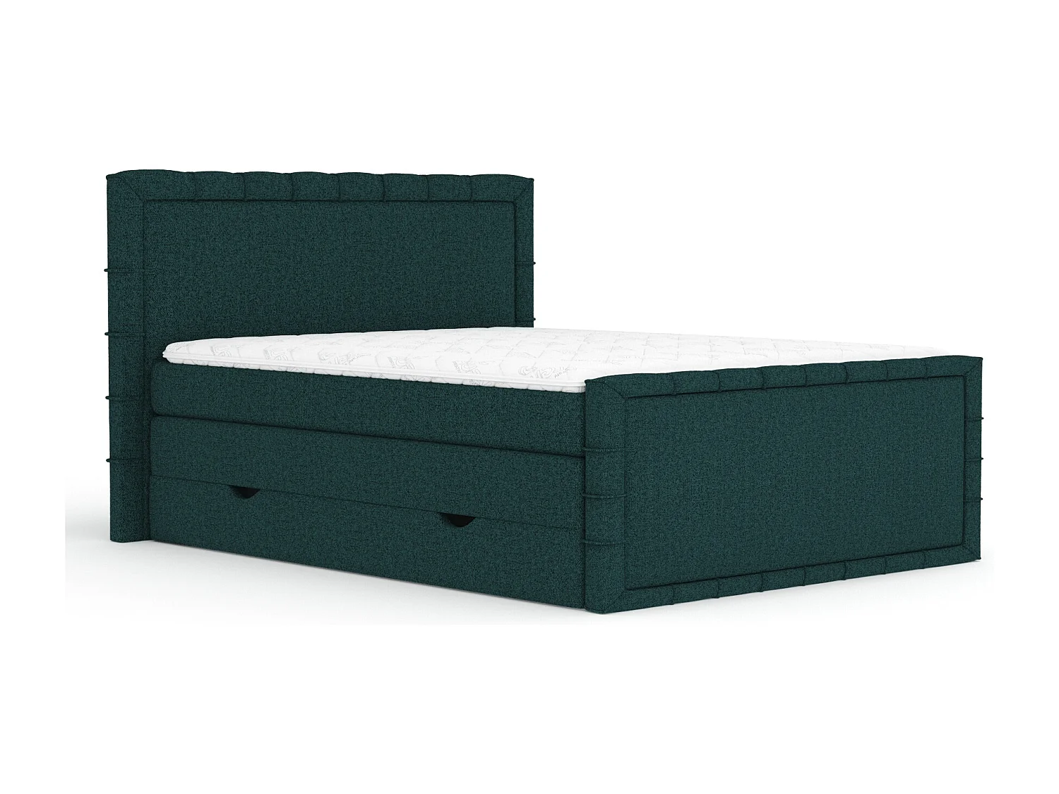 Boxspringbett im Webstoff Estelle - Matratze - Topper - 140x200 cm - grün