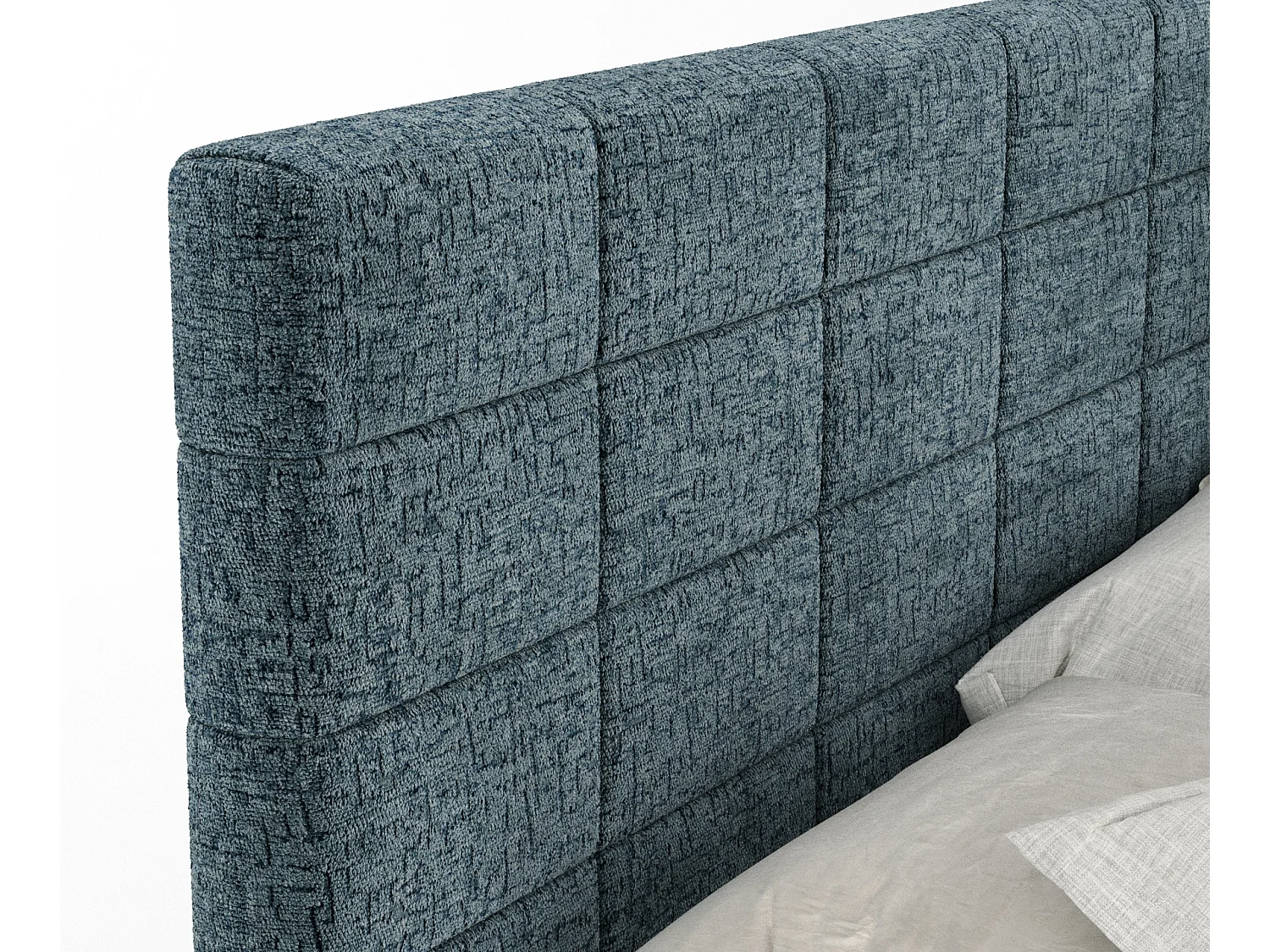 Boxspringbett aus Chenille-Stoff Ava - Matratze - Toppermatratze - 140x200 cm - blau