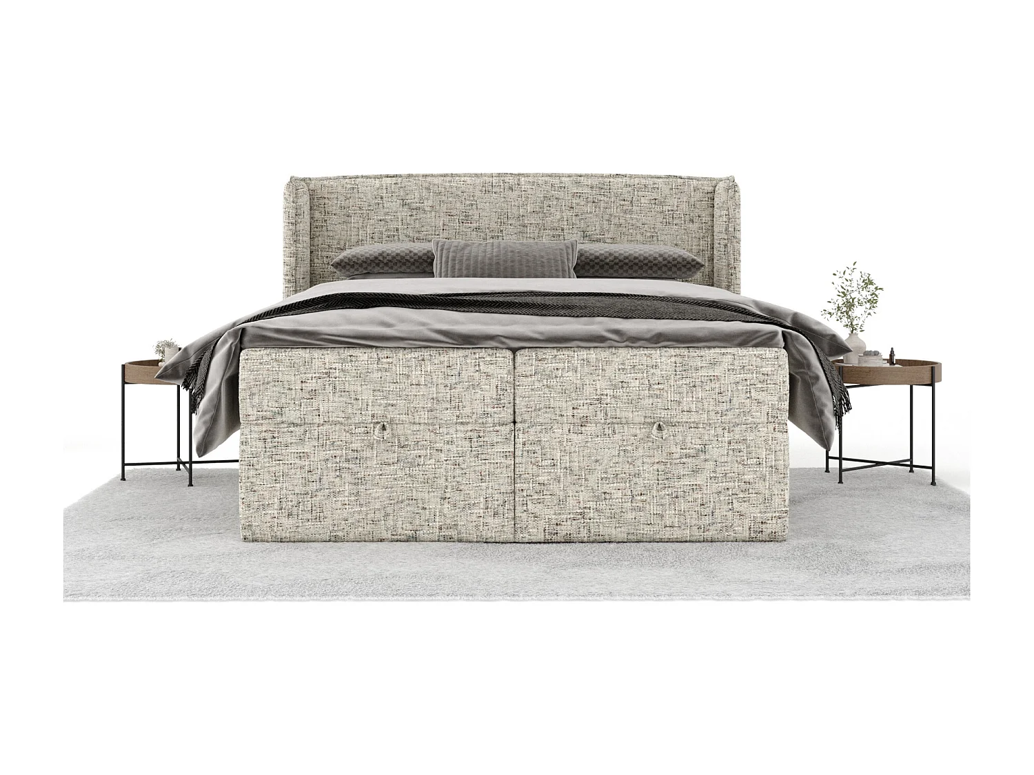 Lit boxspring en toile tissée Passion - matelas - surmatelas - 140x200 cm - beige mélangé