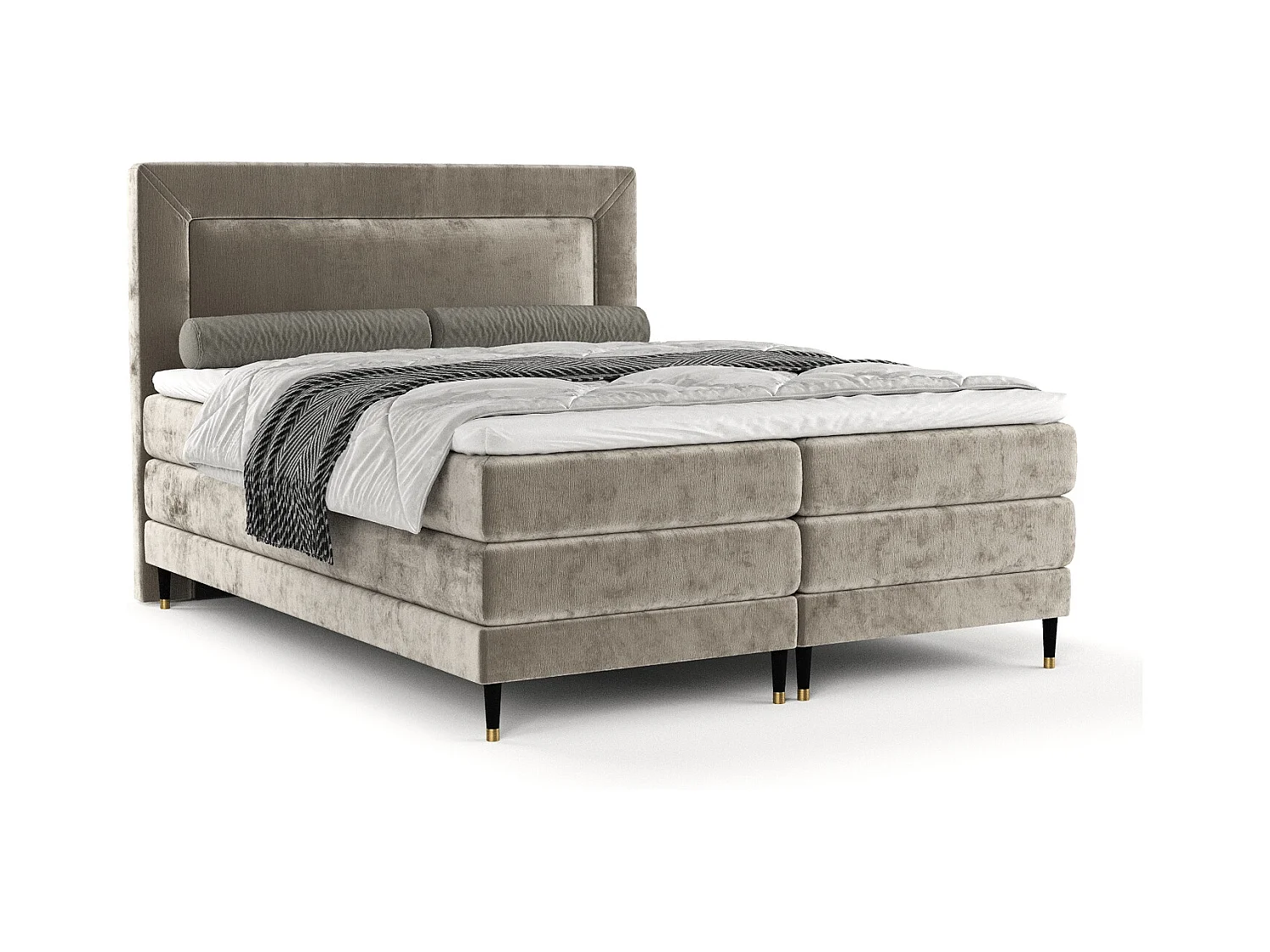 Lit boxspring en tissu chenille Madame - matelas - surmatelas - 180x200 cm - beige