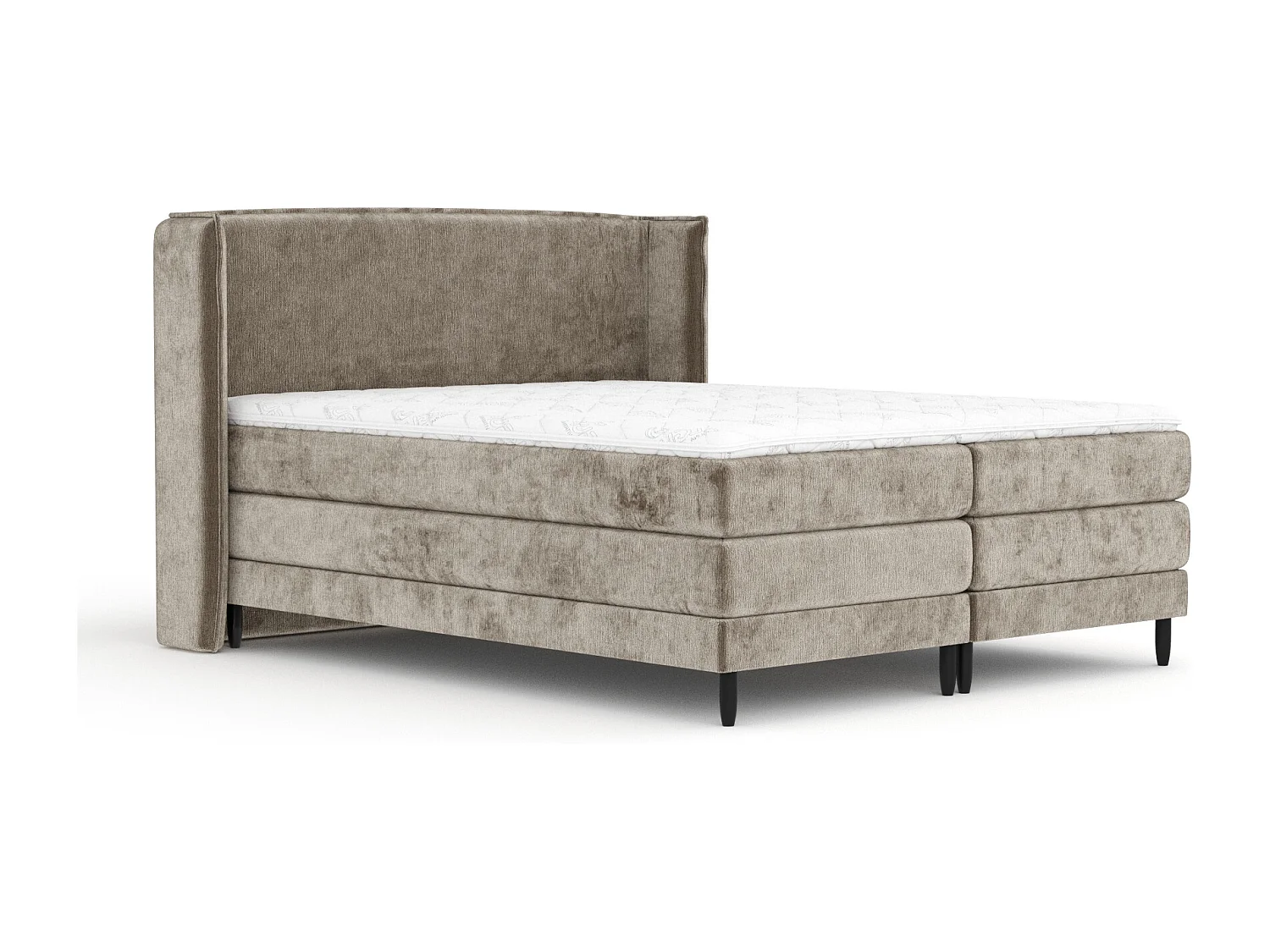 Lit boxspring en tissu chenille Carizzo - matelas - surmatelas - 180x200 cm - beige