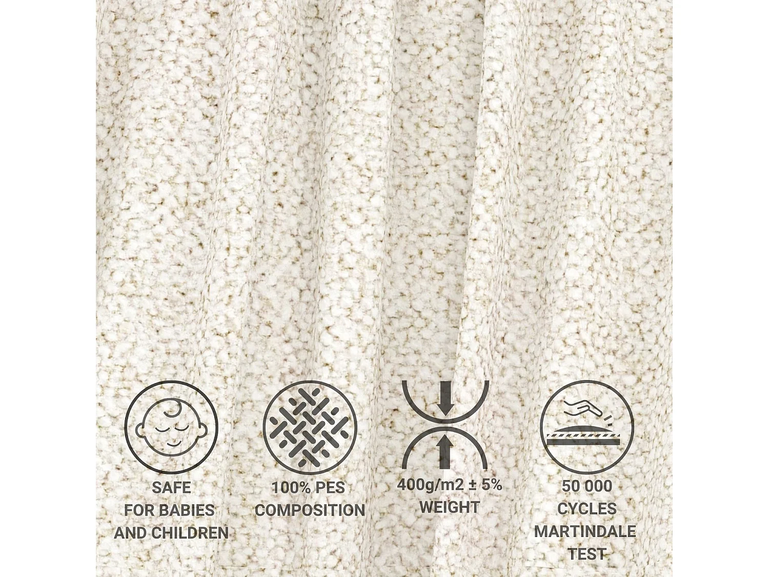 Lit boxspring en tissu bouclette Rosabel - matelas - surmatelas - 140x200 cm - creme