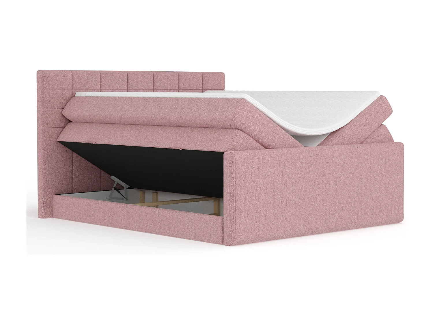 Boxspringbett aus Webstoff Ava - Matratze - Toppermatratze - 180x200 cm - rosa