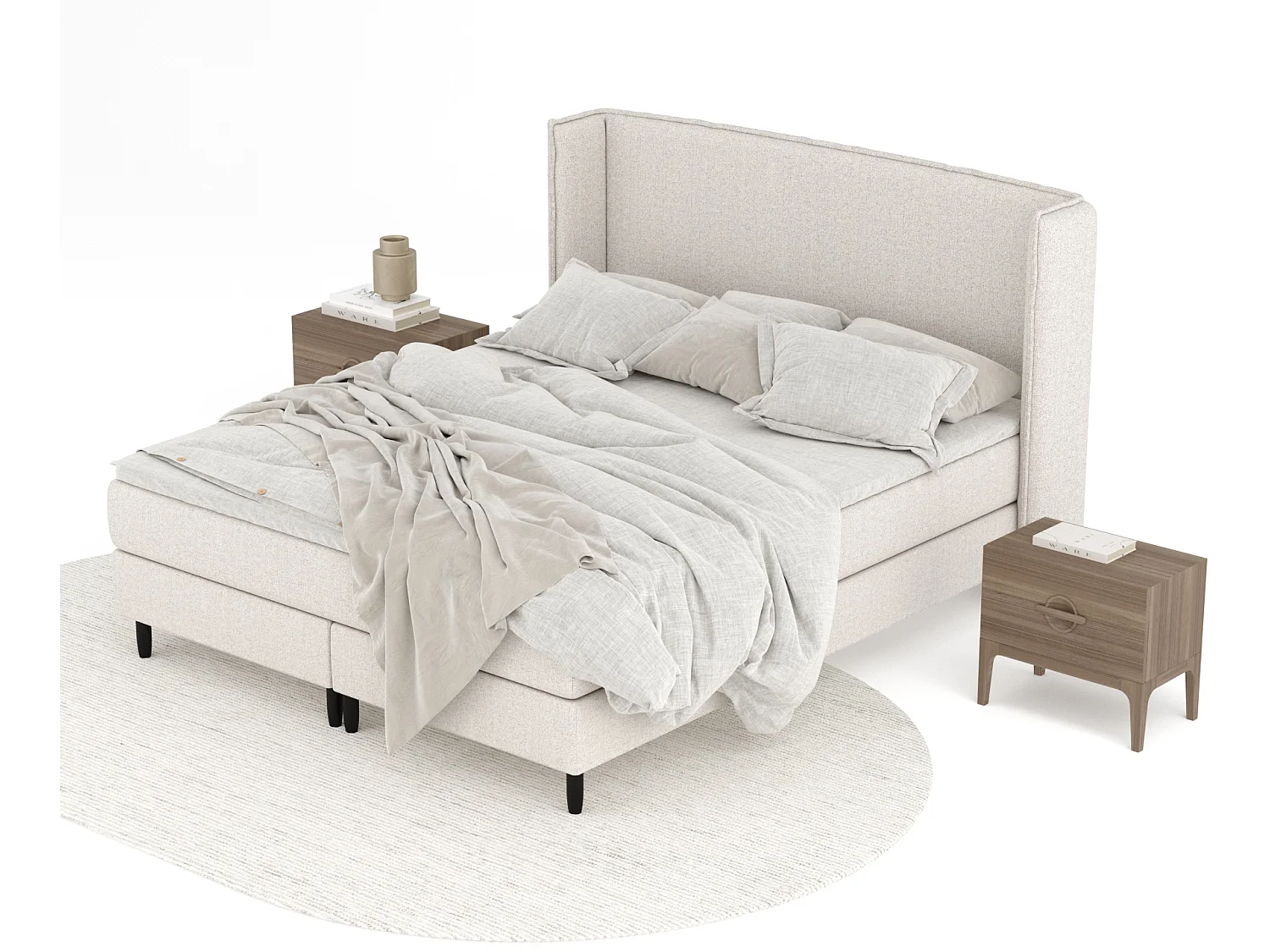 Boxspringbett aus Webstoff Ardis - Matratze - Toppermatratze - 200x200 cm - beige