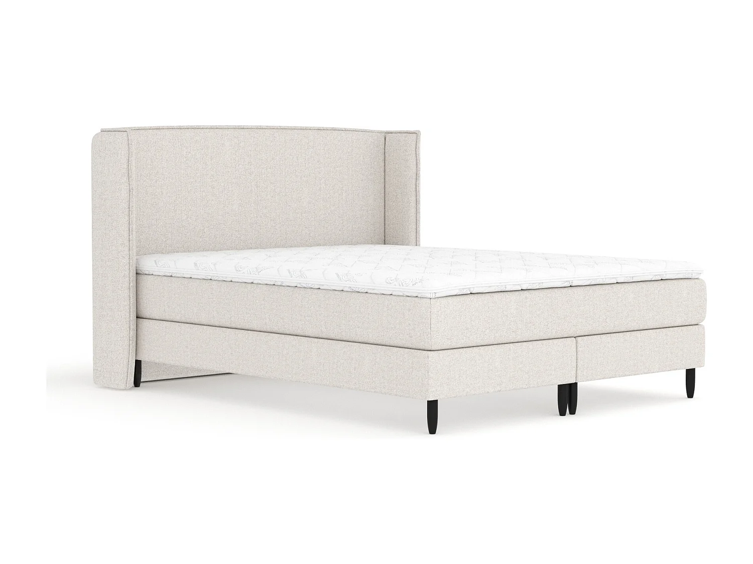 Boxspringbett aus Webstoff Ardis - Matratze - Toppermatratze - 200x200 cm - beige