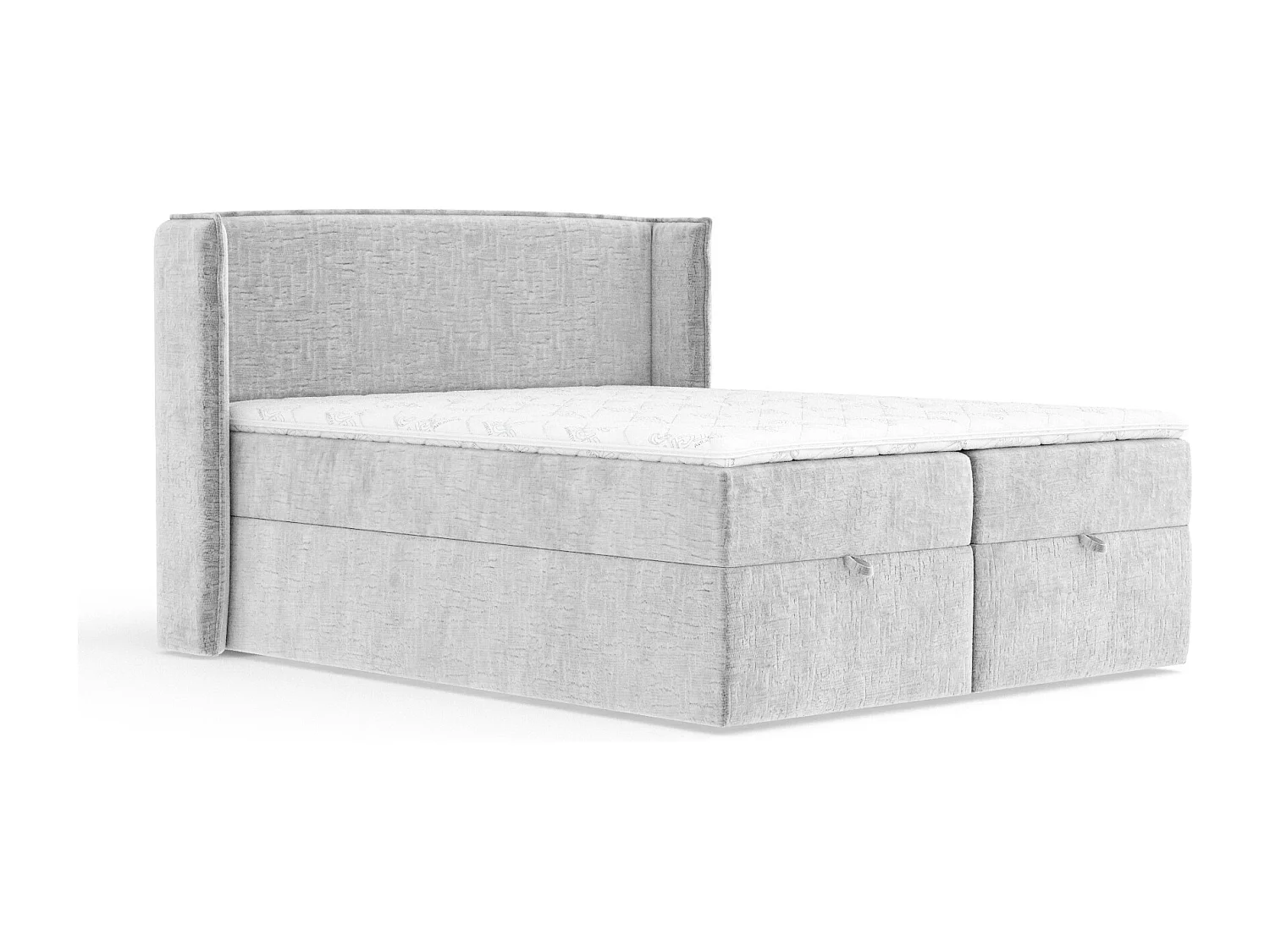 Lit boxspring en tissu chenille Passion - matelas - surmatelas - 180x200 cm - gris clair