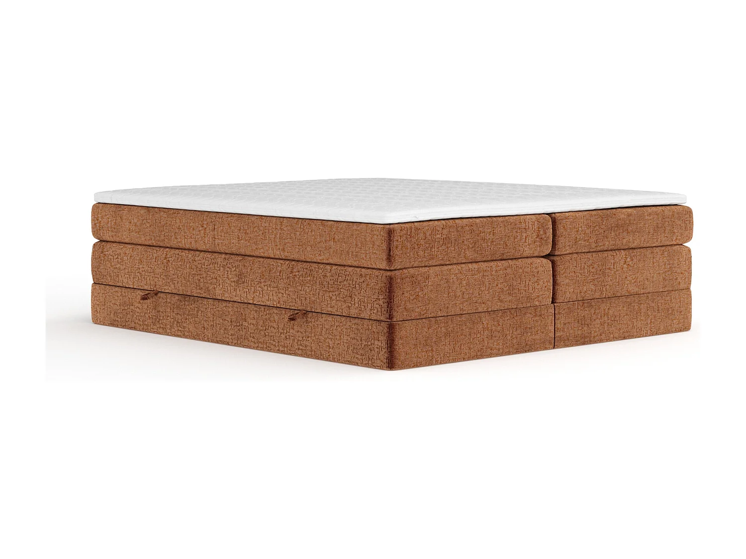 Lit boxspring en tissu chenille Juniper - matelas - surmatelas - 180x200 cm - couleur cuivre
