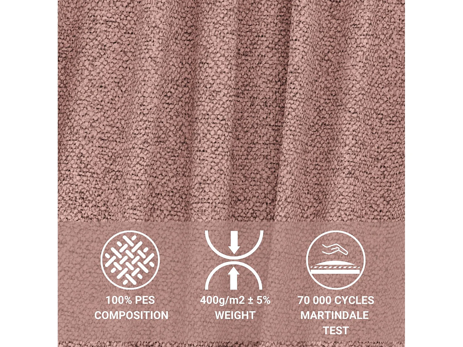 Boxspringbett aus Webstoff Aurelia - Matratze - Toppermatratze - 200x200 cm - rosa