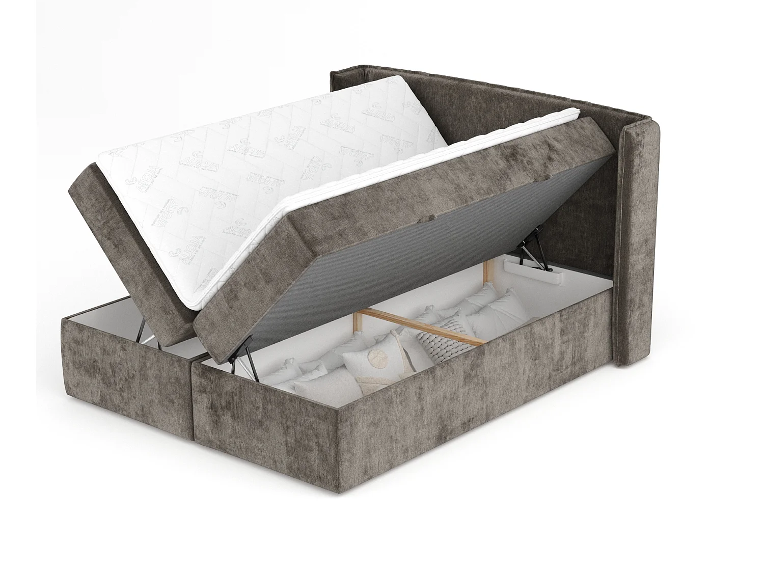 Lit boxspring en tissu chenille Skyline - matelas - surmatelas - 140x200 cm - brun