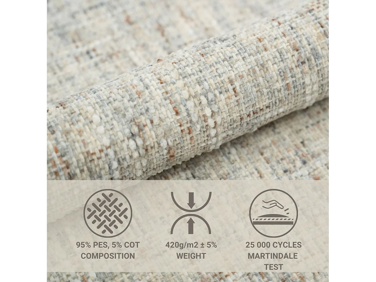 Boxspringbett aus Webstoff Rimini - Matratze - Toppermatratze - 160x200 cm - beige melange