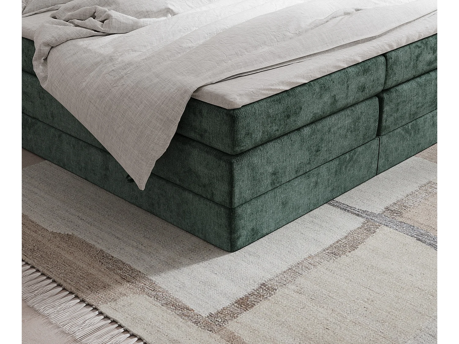 Lit boxspring en tissu chenille Juniper - matelas - surmatelas - 160x200 cm - vert