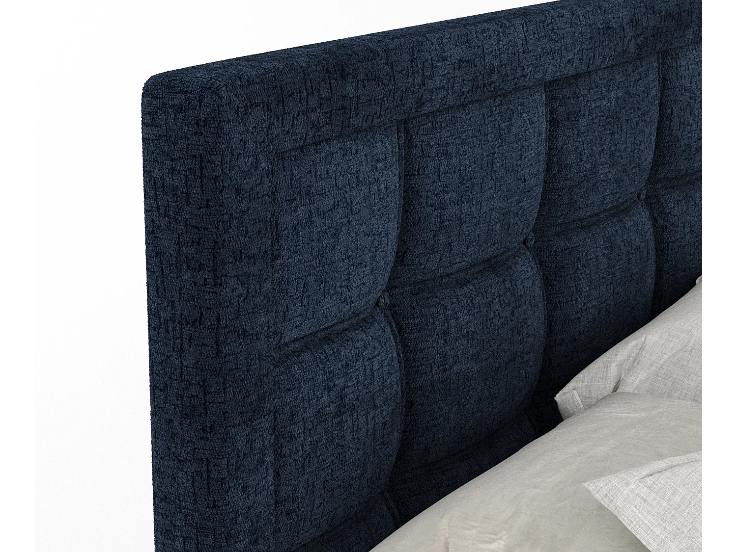 Boxspringbett aus Chenille-Stoff Ambrosia - Matratze - Toppermatratze - 160x200 cm - marineblau