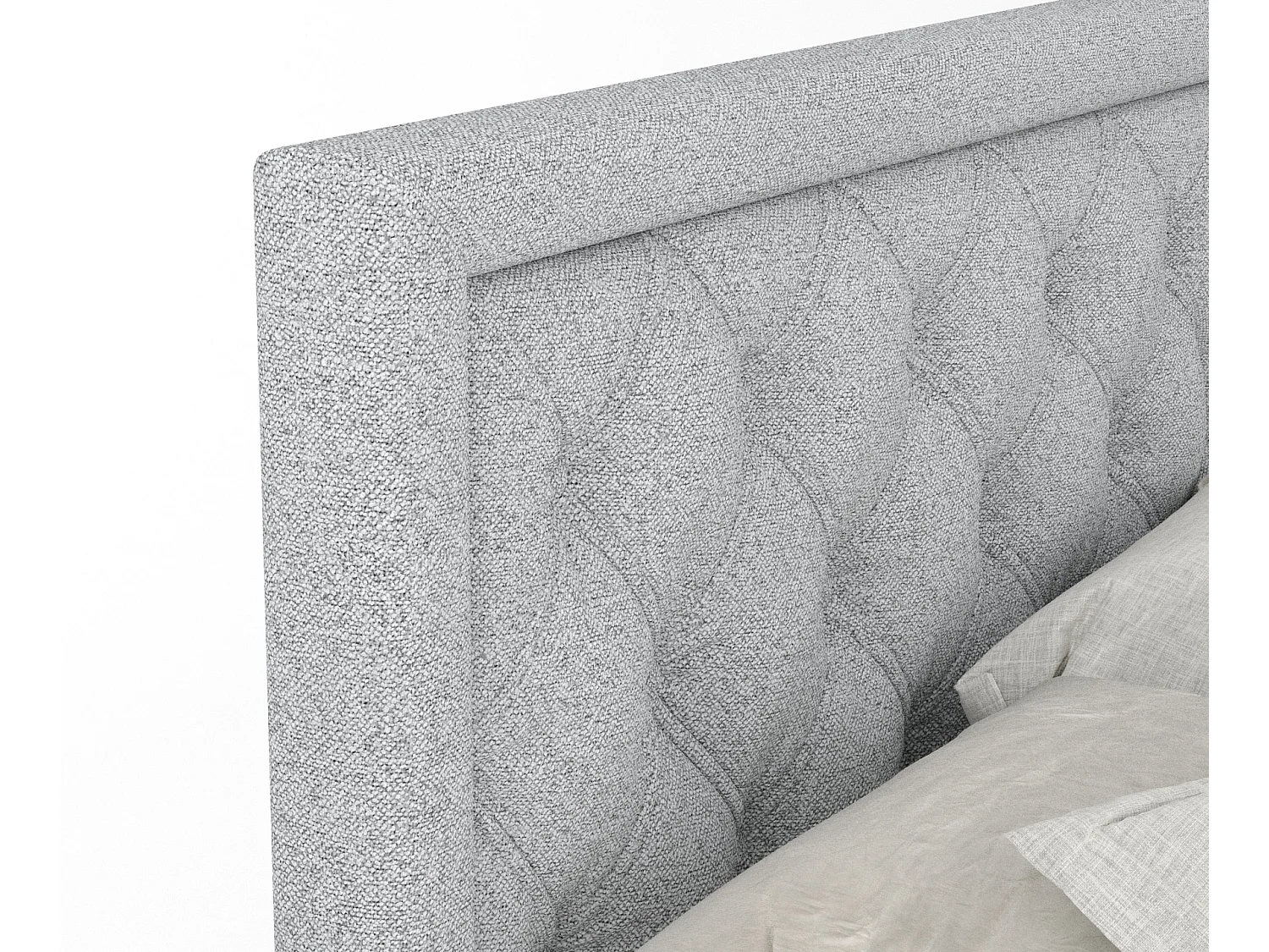 Boxspringbett aus Webstoff Aurelia - Matratze - Toppermatratze - 200x200 cm - hellgrau