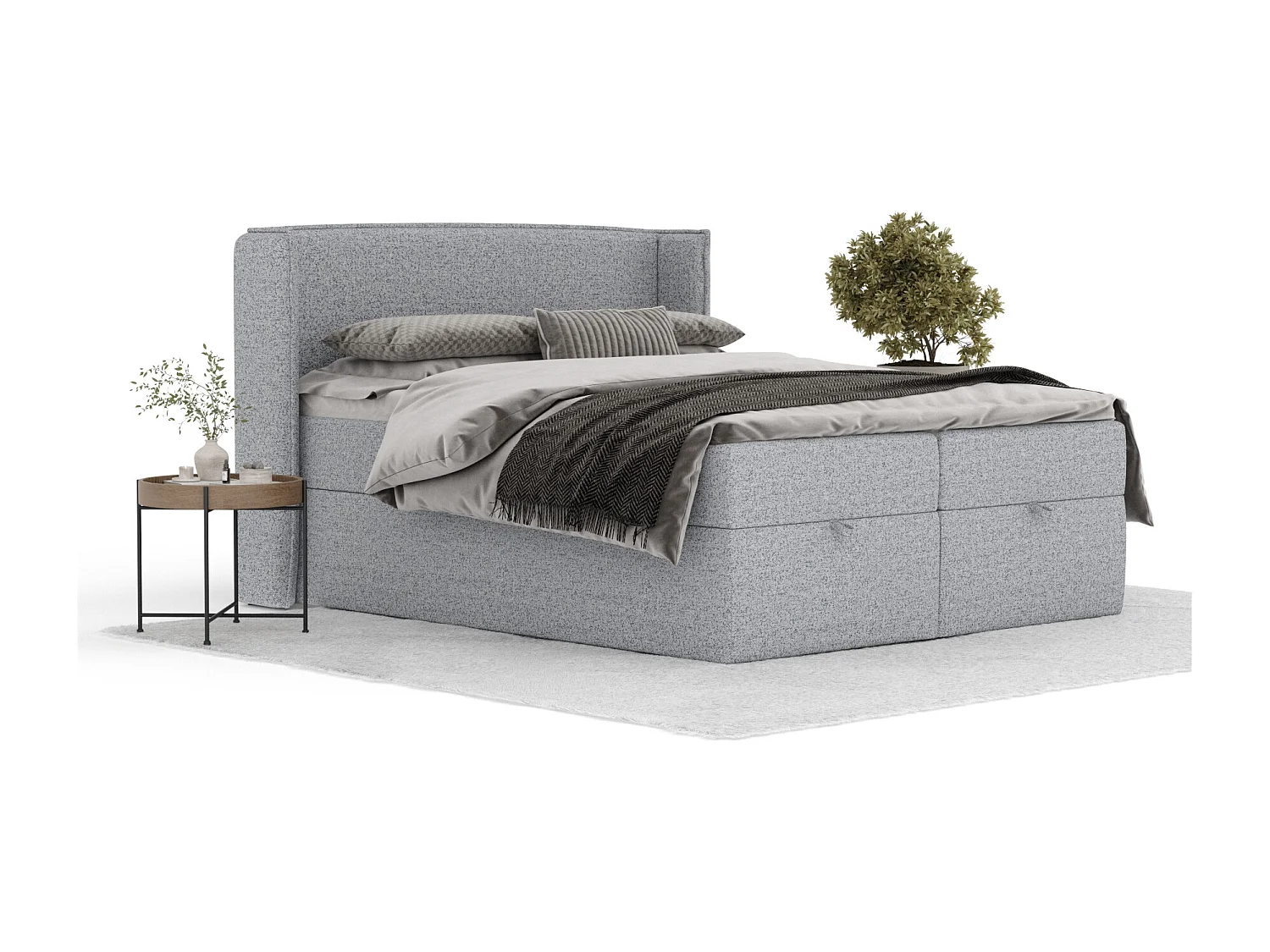 Lit boxspring en toile tissée Passion - matelas - surmatelas - 180x200 cm - gris