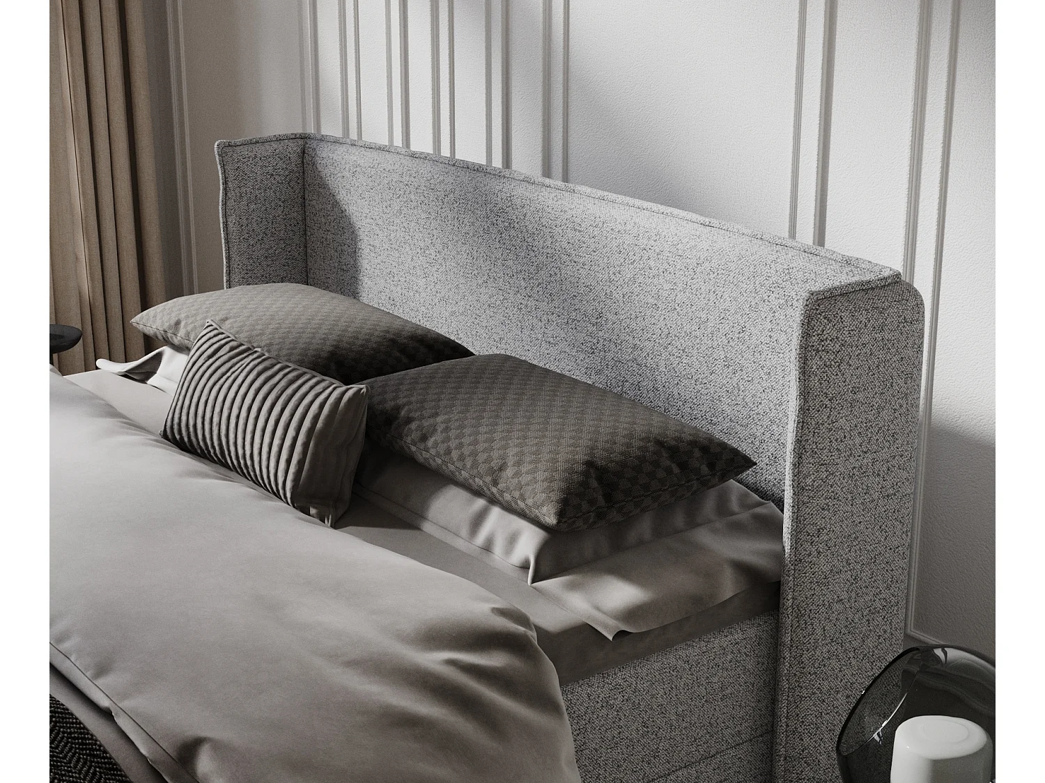 Boxspringbett aus Webstoff Passion - Matratze - Toppermatratze - 180x200 cm - grau