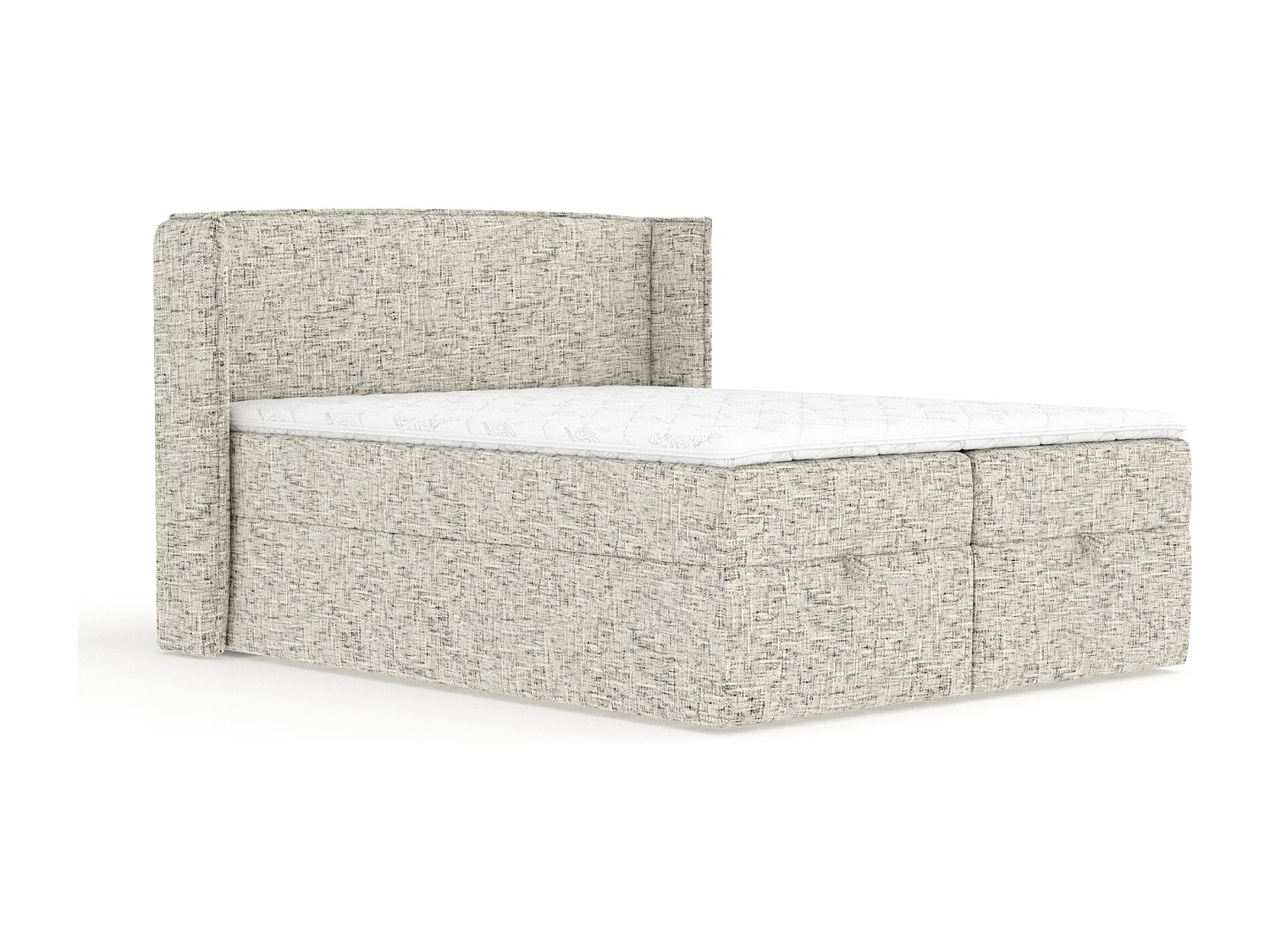 Boxspringbett aus Webstoff Passion - Matratze - Toppermatratze - 160x200 cm - beige melange