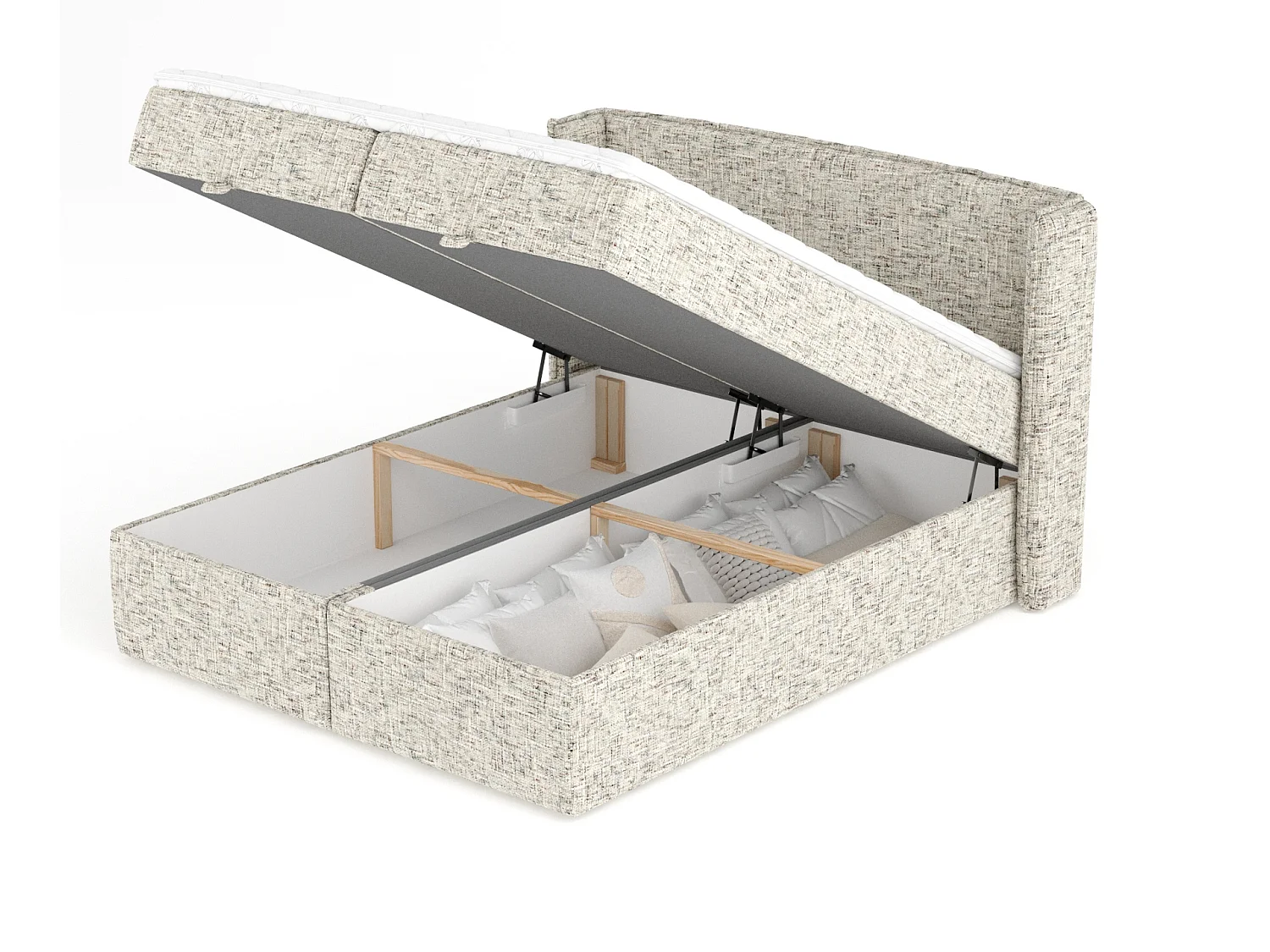 Lit boxspring en toile tissée Passion - matelas - surmatelas - 160x200 cm - beige mélangé