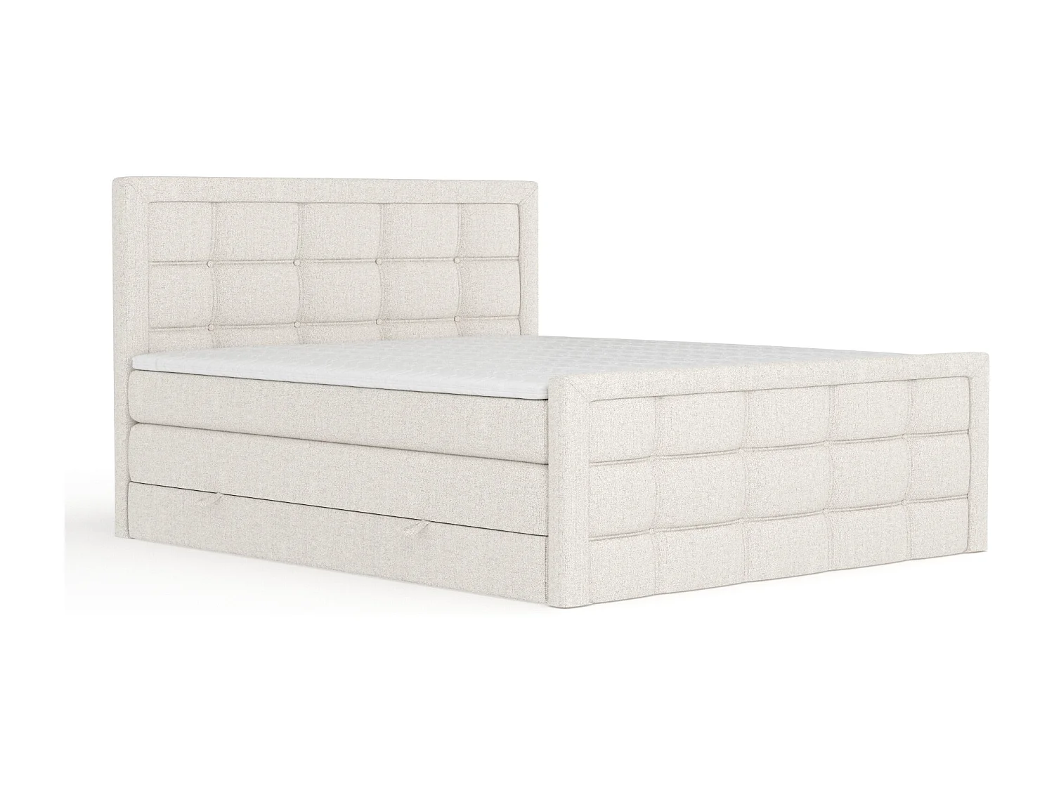 Boxspringbett aus Webstoff Ambrosia - Matratze - Toppermatratze - 140x200 cm - beige
