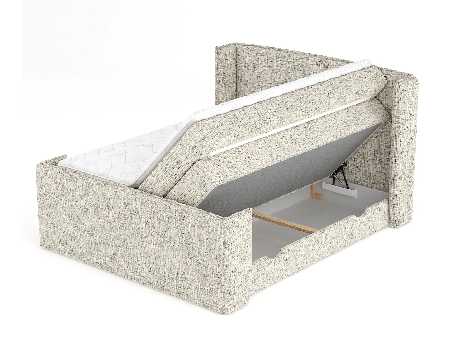 Lit boxspring en toile tissée Freeland - matelas - surmatelas - 200x200 cm - beige mélangé