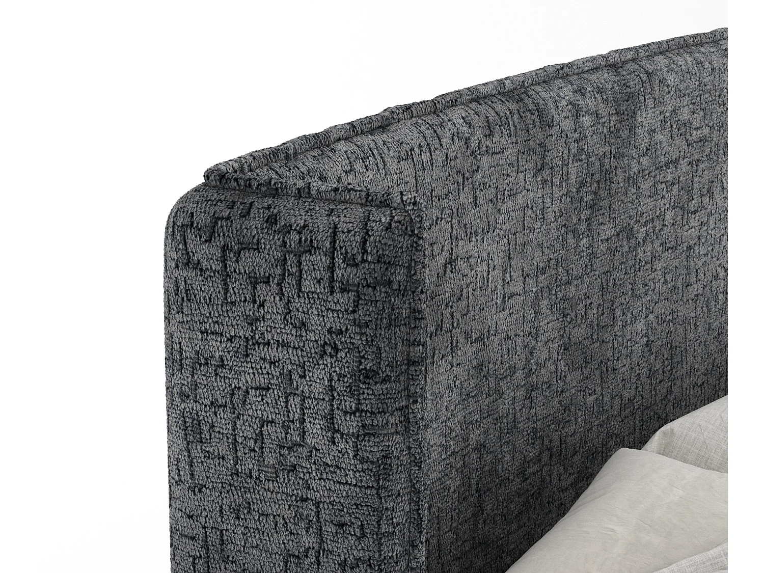 Lit boxspring en tissu chenille Ardis - matelas - surmatelas - 200x200 cm - anthracite