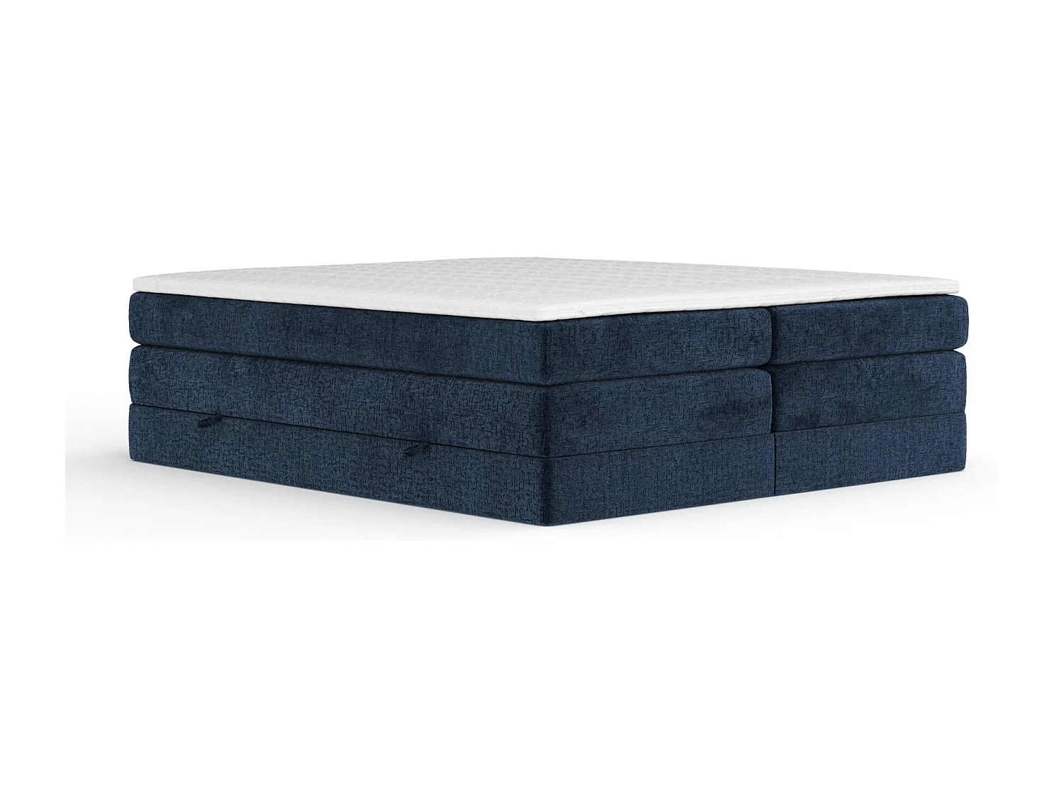Boxspringbett aus Chenille-Stoff Juniper - Matratze - Toppermatratze - 200x200 cm - marineblau