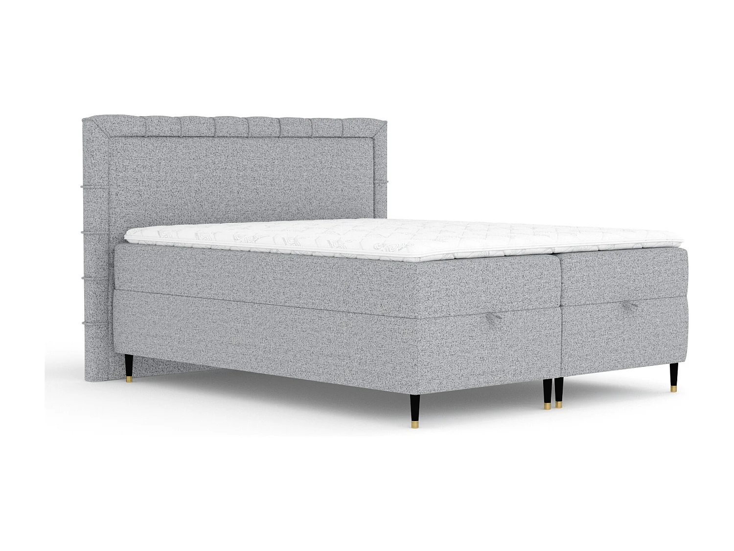 Boxspringbett aus Webstoff Voyage - Matratze - Toppermatratze - 200x200 cm - grau