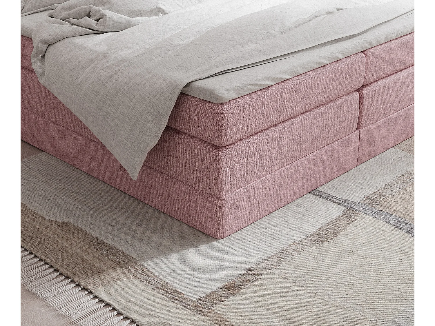 Boxspringbett aus Webstoff Juniper - Matratze - Toppermatratze - 180x200 cm - rosa
