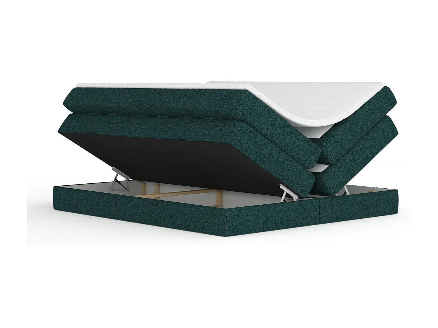 Boxspringbett aus Webstoff Juniper - Matratze - Toppermatratze - 180x200 cm - grün