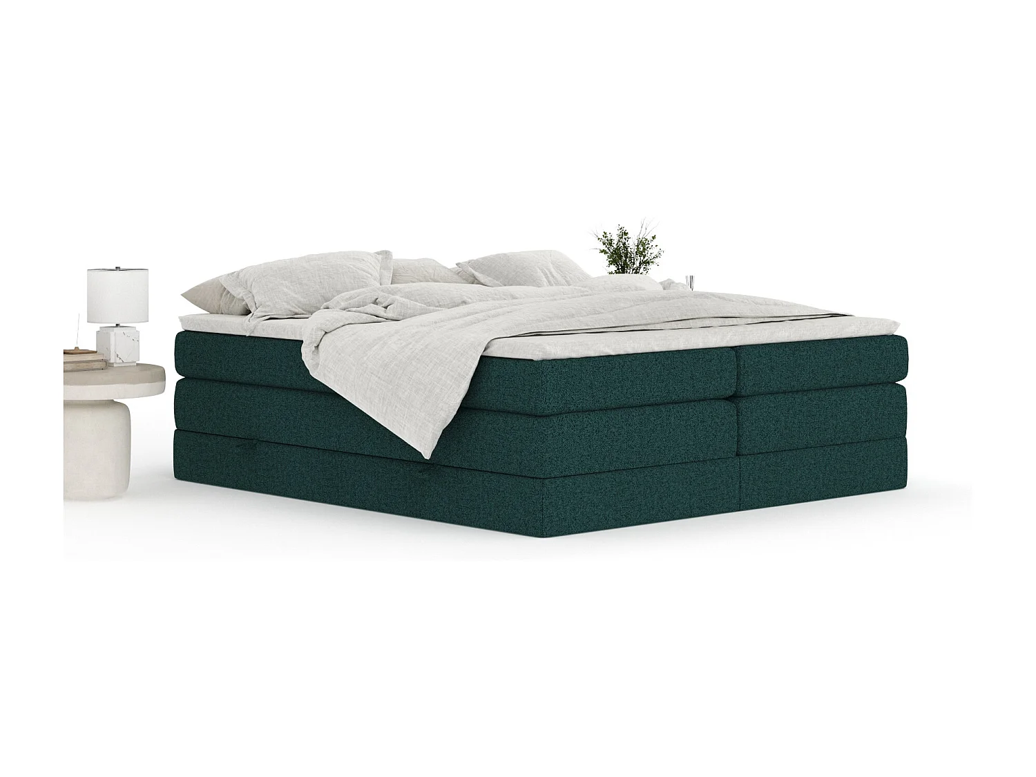 Boxspringbett aus Webstoff Juniper - Matratze - Toppermatratze - 180x200 cm - grün