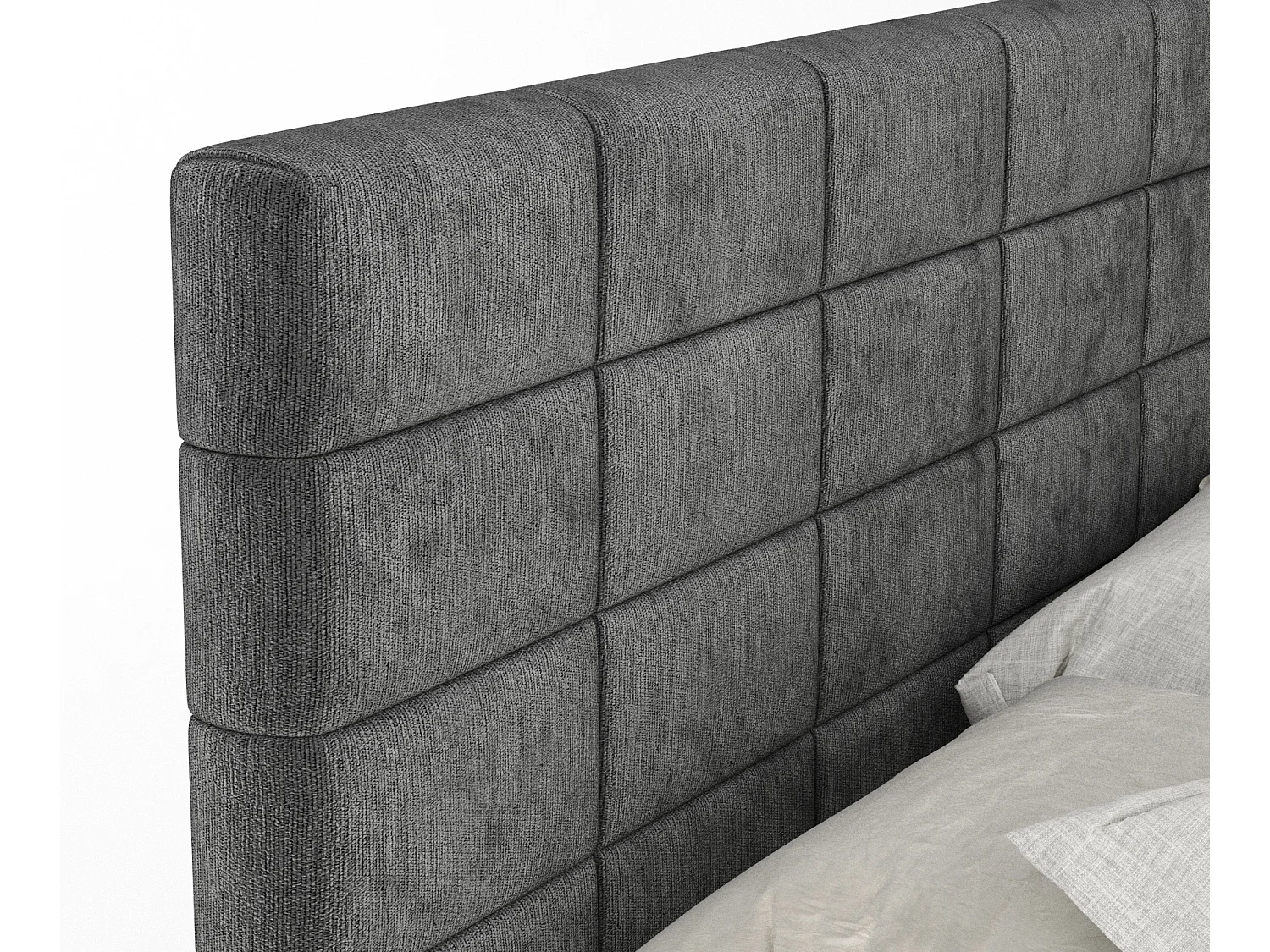Boxspringbett aus Chenille-Stoff Ava - Matratze - Toppermatratze - 200x200 cm - dunkelgrau