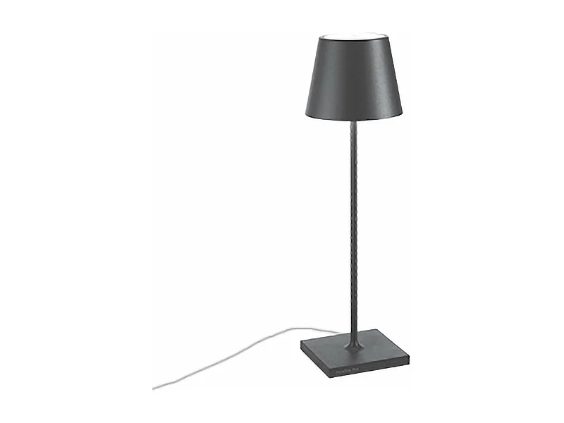 Lampada da Tavolo Poldina Grigio scuro 230V con spina LED Dimmerabile 11x38 cm - Design Moderno in Alluminio