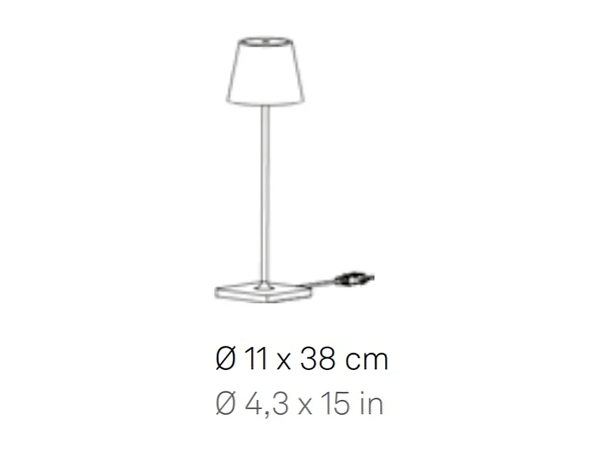 Lampe de Table Poldina Gris Foncé avec cable 230V LED Dimmable 11x38 cm Design Moderne en Aluminium