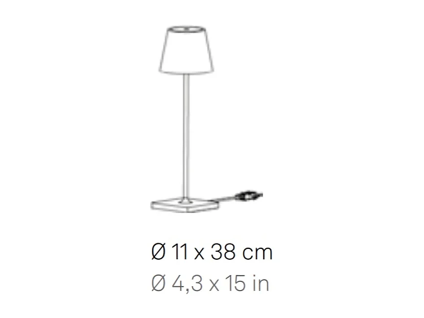 Lampe de Table Poldina Gris Foncé avec cable 230V LED Dimmable 11x38 cm Design Moderne en Aluminium