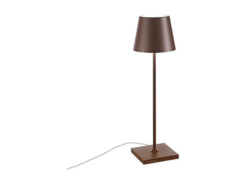 Lampe de table Poldina Corten avec cable 230V LED dimmable 11x38 cm Design moderne en aluminium