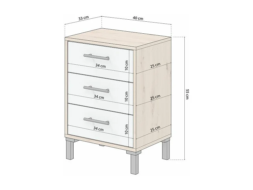 Mesita de noche Leia Blanco Artik (Blanco Mate) - Roble Nodi