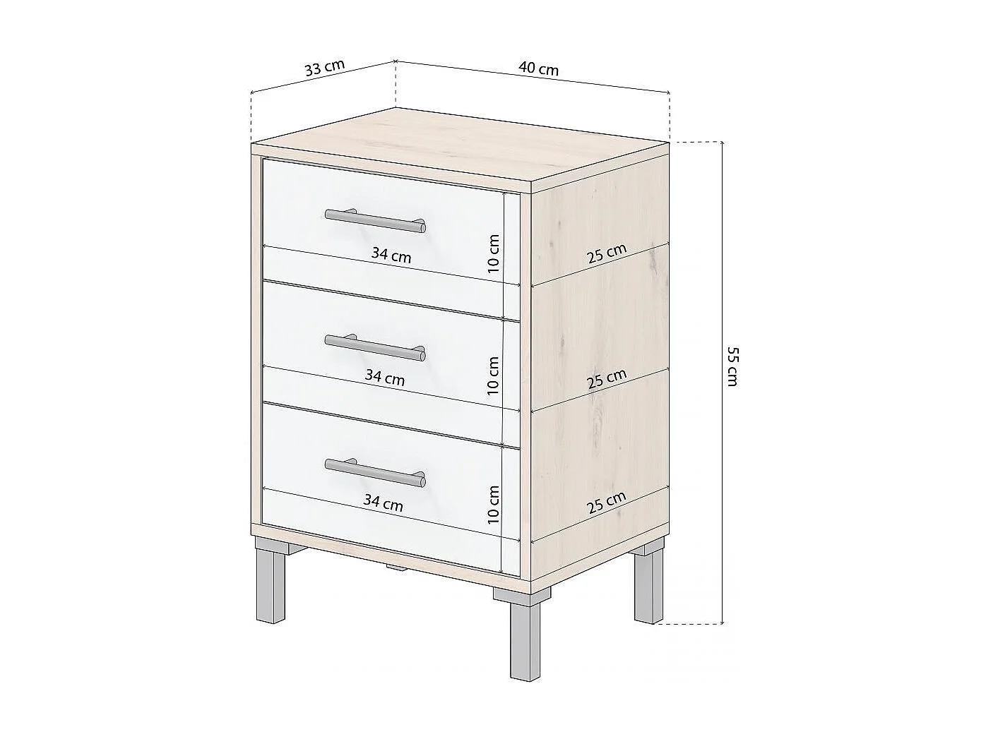 Mesita de noche Leia Blanco Artik (Blanco Mate) - Roble Nodi