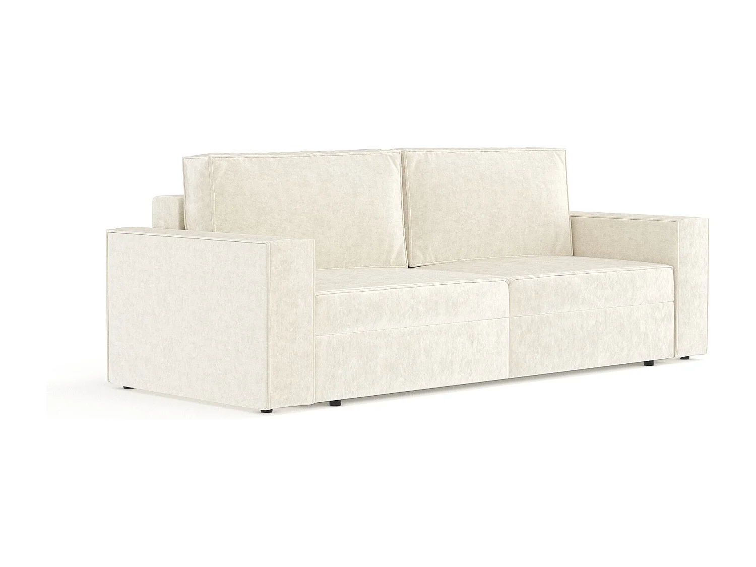 Canapé convertible Leo - velours - 3 places - ivoire