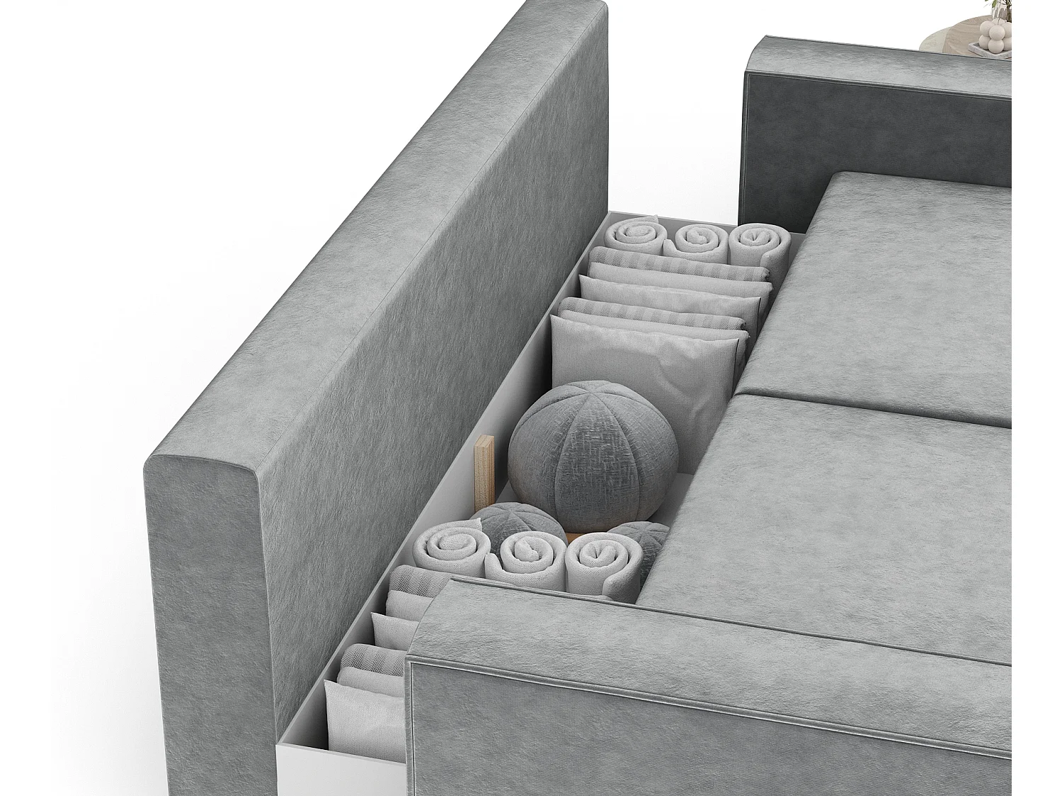 Canapé convertible Leo - velours - 3 places - gris