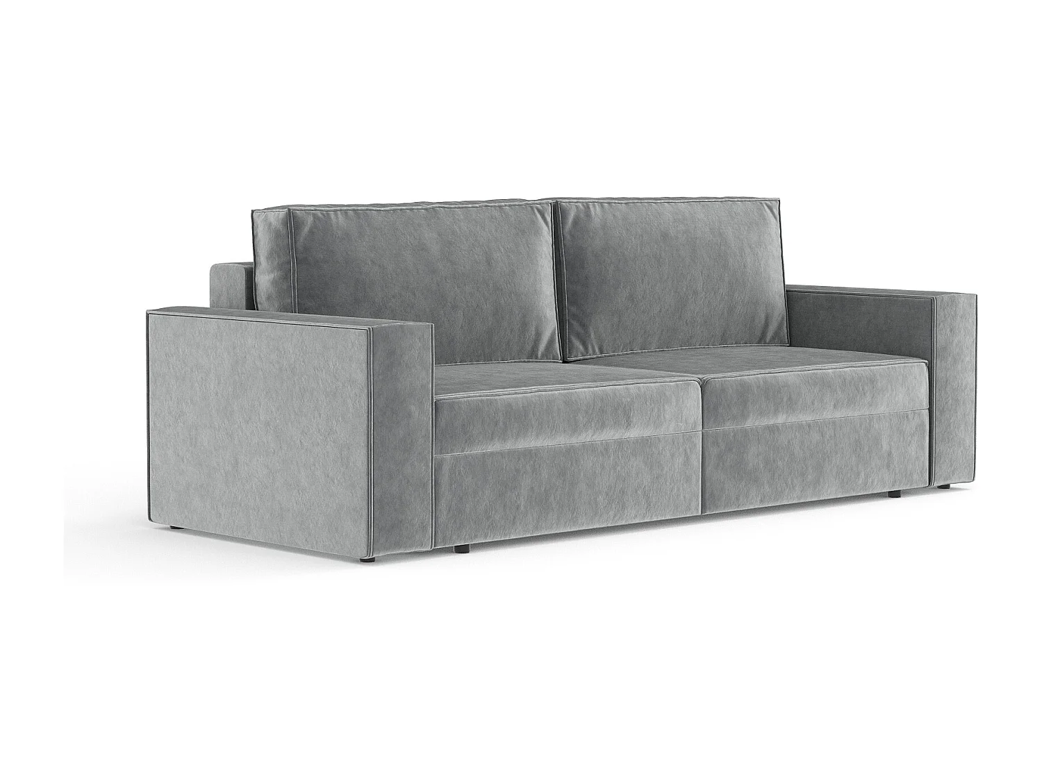 Canapé convertible Leo - velours - 3 places - gris