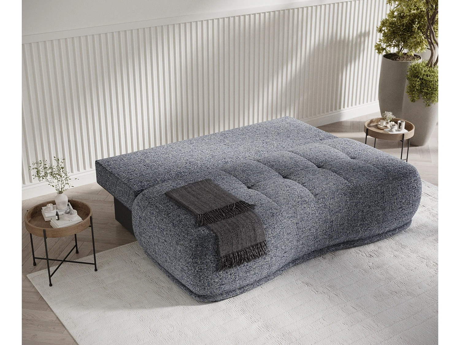 Canapé convertible Cirrus - toile tissée - 3 places - bleu marine