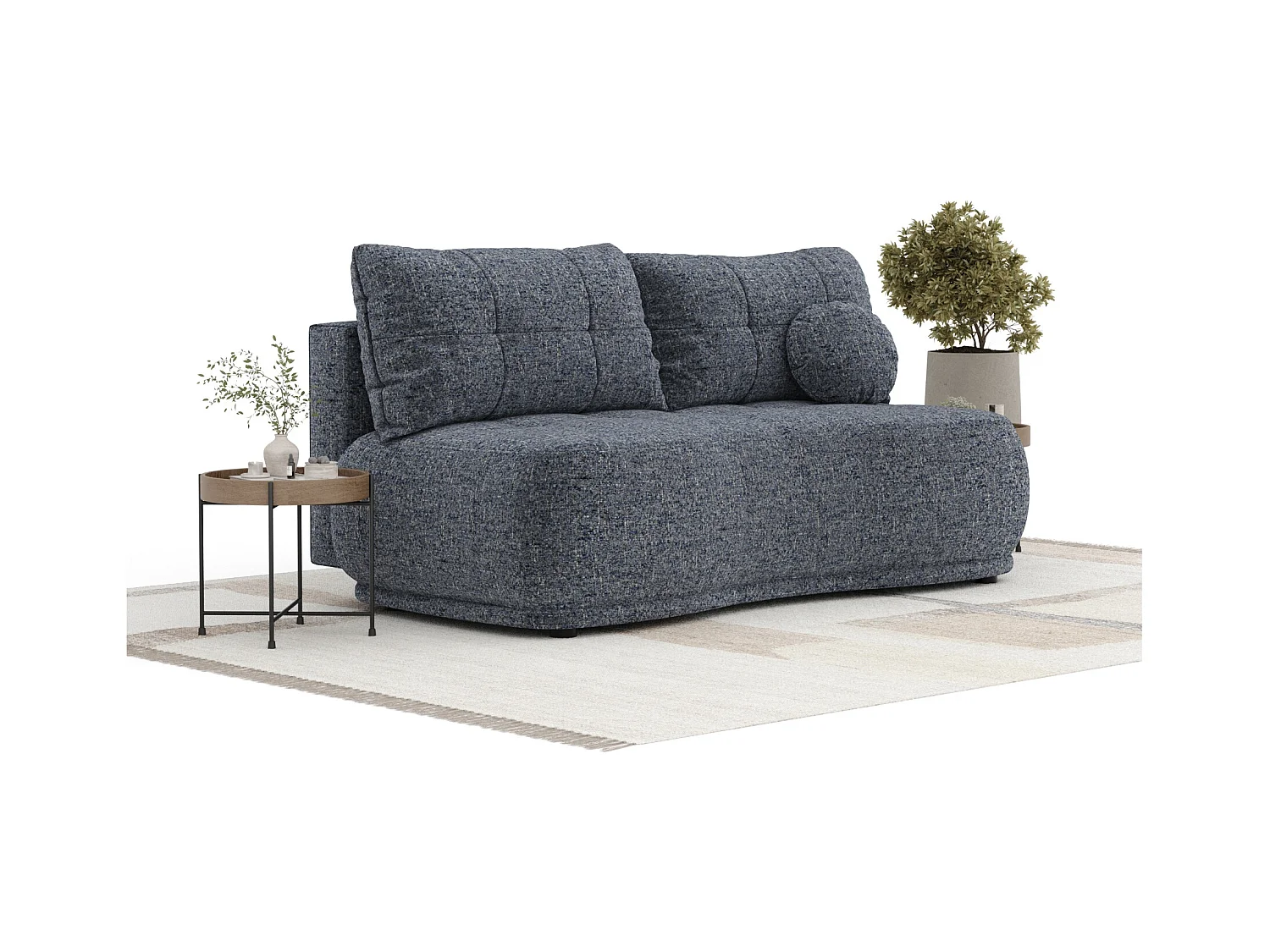 Sofa mit Schlaffunktion Cirrus - Webstoff - Drei-Personen - marineblau